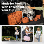 rubyloo Puffer Dog Travel Bag for Dog Moms – Doggy Diaper Bag with Pet Bowls & Food Storage or Everyday Puffy Tote – Doggy Mom Gifts for Women – Lightweight, Travel-Ready Gift for Pet Lovers - Khaki