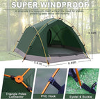 2-3 Person Backpacking Tent Double Doors 2 Vestibule 2 Skylight, Two Person Tents Waterproof Windproof 2 Man Tent for Camping Hiking Motor Cycling Biking Fishing Mountaineering UPF 50+