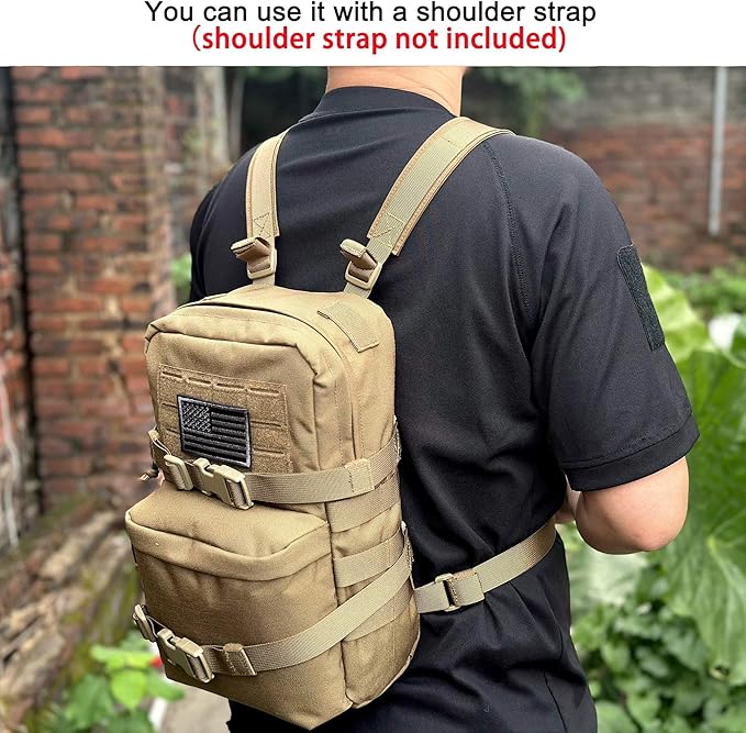 Tactical Mini Molle Hydration Pack,Molle Hydration Carrier with US Flag Water Resistant,Hydropack for Tactical Vest Backpack