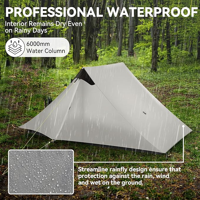 Ultralight Tent 3-Season Backpacking Tent 1 Person/2 Person Camping Tent, Outdoor Lightweight LanShan Camping Tent Shelter, Perfect for Camping, Trekking, Climbing, Hiking