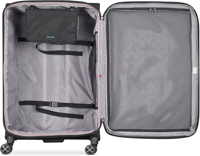 DELSEY PARIS Helium DLX Softside Expandable Luggage with Spinner Wheels, Black, Checked-Large 29 Inch