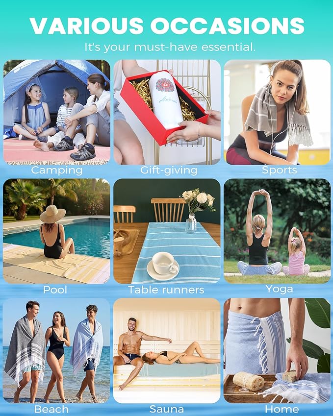 Turkish Beach Towels Vacation Essentials Quick Dry Sand Free Women Happy Birthday Gift Ideas Mom Mother Wife Sister Her Teacher Best Friend Retirement 50th 40th 30th Godmother Proposal