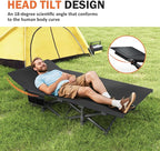 ATORPOK Camping Cot for Adults with Cushion Comfortable, Portable Folding Bed for Sleeping Supports 450 lbs (Blue)