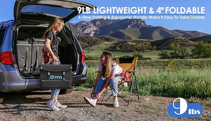 PPQ 100W Portable Solar Panel Kit 18V/6A,9lb Foldable Briefcase Solar Charger w/ 24% Efficiency,4 Cables & 16 Outputs for All Camping Power Station, RV Battery, Phones, IP67 Waterproof