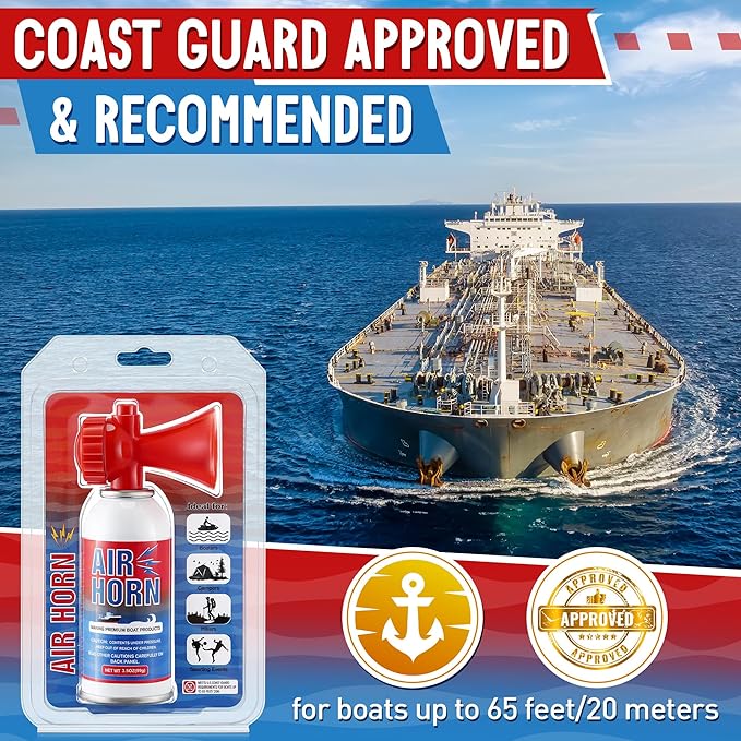 1 Pack Large Air Horn for Safety 3.5oz, 122dB Very Loud Marine Air Horn for Boat, Coast Guard Approved, Great for Boat & Marine Safety, Sporting Events, Travels, Hiking (Red)