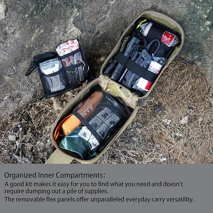 [Upgrade] Survival First Aid Kit Outdoor Molle System with Tactical Gear Set Trauma Kit for Camper Travel Hunting Hiking and Adventures