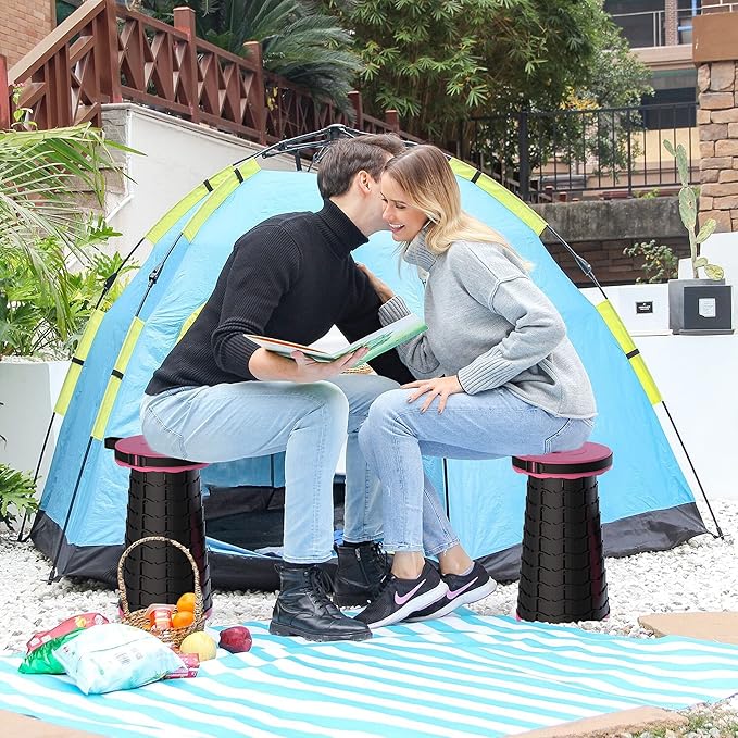 ALEVMOOM Upgraded Folding Stool with Cushion,Portable Collapsible Retractable Stool,Outdoor Chair,Yet More Sturdy Load Capacity 440lbs for Camping Garden Fishing Hiking BBQ with Carry Bag