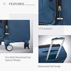 Samsonite Solyte DLX Softside Expandable Luggage with Spinner Wheels, Mediterranean Blue, Carry-On 20-Inch