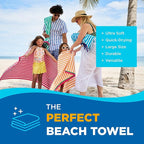 Kaufman - Colorful Racing Striped Beach & Pool Towel - Extra Large Beach Towel - Soft & Absorbent 100% Cotton Towels - Assorted Colors - 30" x 60" - 4 Pack