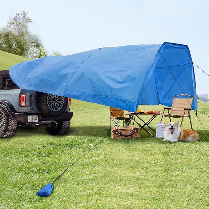 Beach Shade 200 Sq. Ft Beach Canopy for 4-8 People, Portable Sun Shelter with UV Protection, Lightweight & Easy Setup for Family Outdoor Activities (Blue)