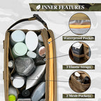 PAVILIA Tactical Toiletry Bag for Men, Travel Hygiene Bag, Military Gear Dopp Kit, Water Resist Molle Accessories Pouch, Mens Shaving Essentials, Gym Bathroom Shower Small Toiletries Tool EDC, Tan