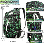 Gym Duffle Bag Backpack with Shoe Compartment,4 ways Travel Backpack for Women and Men,Multi-Functional Weekender bag with Waterproof Layer&Laptop Compartment for Fitness, Travel,Camping