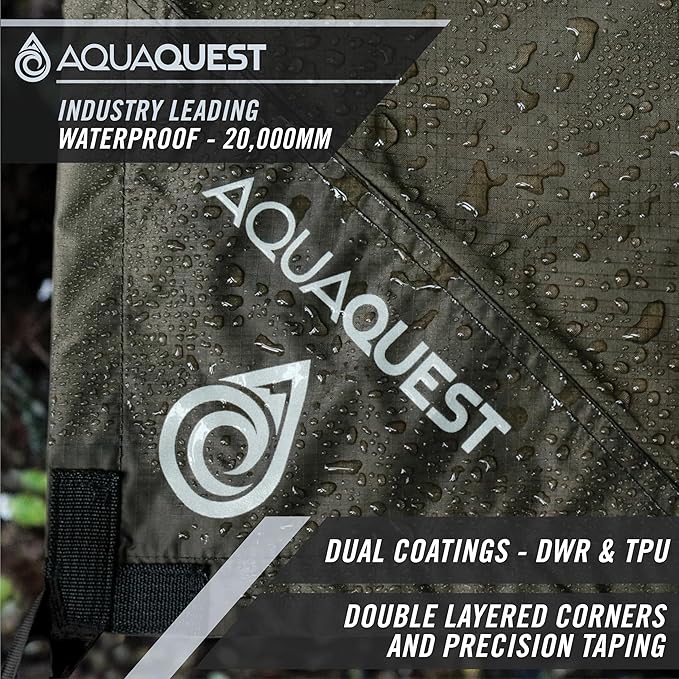 AquaQuest Defender Tarp – Heavy-Duty Waterproof (20,000 mm) Seam-Taped Rain Fly for Camping, Bushcraft & Survival