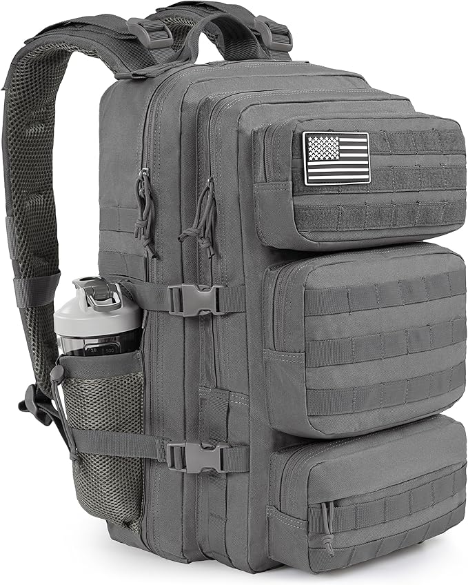Military Tactical Backpack 50L Large Day Backpack for Men Molle Army 3 Days Assault Pack Bug Out Bag Water Resistant and Heavy Duty Hiking Treeking Rucksack - Grey