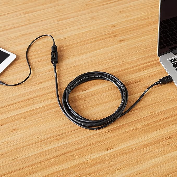 Amazon Basics USB-A 2.0 Extension Cable, Male to Female, 480Mbps Transfer Speed, 6.5 Foot, Black
