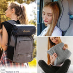 alkamto Travel & Camping Comfortable Memory Foam Pillow – Easy to Carry Portable Bag – Temperature Regulating Pillow Case (Grey Contour)