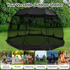 Alvantor Screen House Gazebo, 6-10-15 Person Pop Up Igloo Screened Canopy Tent with Mosquito Netting Sides, Instant UV Resistant Sun Shelter for Garden, Patio, Backyard