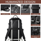 Travel Backpack for Women, Fits 17.0" Notebook, Stylish Lay-Flat Carry-on Vegan Leather Backpack with Luggage Strap for Travel and Daily Use