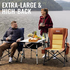 Oversized Folding Camping Chairs for Adults Heavy Duty, Support 500lbs Big and Tall High Back Camping Chairs for Heavy People Padded Lawn Chairs Camp Chairs for Indoor,Beach,Camp,Lawn,Outdoor,Brown