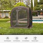 EAST OAK Screen House Tent Pop-Up, Portable Screen Room Canopy Instant Screen Tent 6 x 6 FT with Carry Bag for Patio, Backyard, Deck & Outdoor Activities, Brown