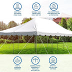 Party Tents Direct 20'x30' Canopy Tent, Weekender Canopy Pole Tent, Easy Up with Heavy Duty PVC White Top, 120 Person Capacity, Outdoor Canopies, Tents for Parties, Weddings & Events