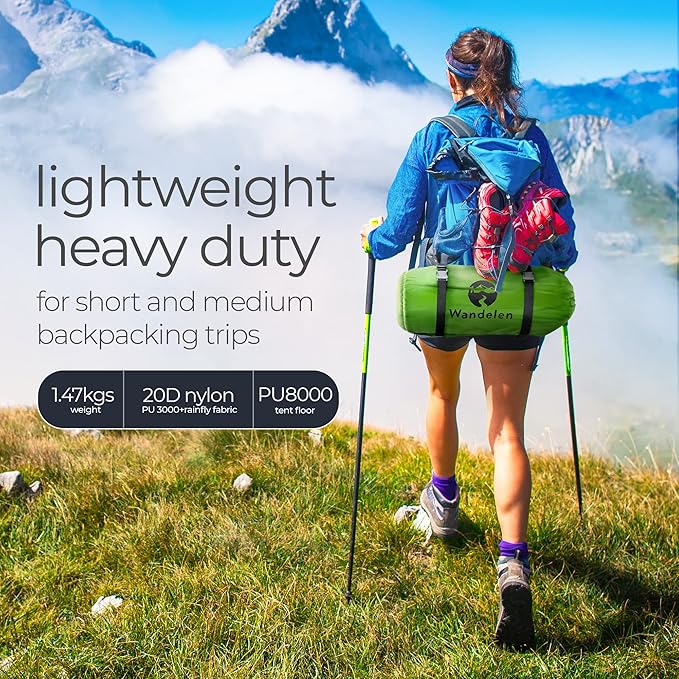 Appalachian Lightweight Backpacking Tent - Easy Setup, 2 Person 3 Season Ultralight Tent with Footprint Waterproof, Windproof, Double Layer Outdoor Tent for Camping Hunting Hiking.