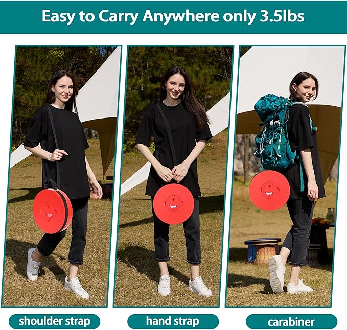 ALEVMOOM Upgraded XXL 50 Portable Collapsible Stool with Cushion,Telescoping Folding Stool for Adults,Yet More Sturdy Camping Stool with Load Capacity 1000lbs,for Outdoor Garden Hiking BBQ Red