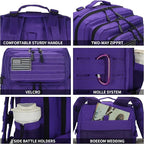 Sparklekle Military Tactical Backpack 45L 3 Day Assault Pack Waterproof Molle Hiking Rucksack for Men&Women (Purple)