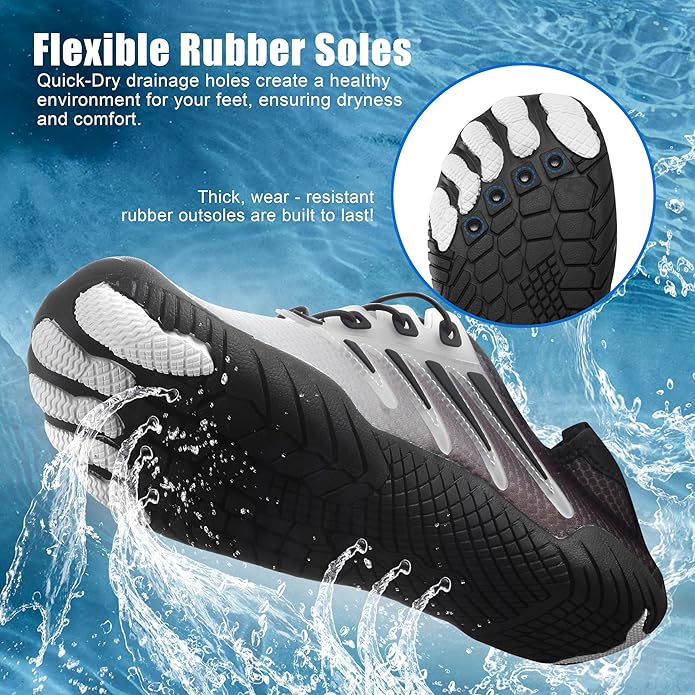 Water Shoes for Men Women, Quick-Dry Barefoot Aquashoes for Beach Swim, Water Sports Like Surf Kayak Yoga, Water Park