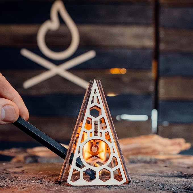 Überleben Tindår Tinder Fire Starter Kit, Wicker Rope Kit - Fire Starter Survival Tool Kit, Waterproof, 60 Min Burn Time - Paraffin Wax Rope Hemp Wick & Bellow - Black Aluminum Sleeve & Slider Box