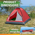 2 Person Outdoors Camping Tent with Rain Fly and Carrying Bag - Lightweight Outdoor Pop Up Tents for Camping Essentials, Music Festivals, Backpacking, Hiking, or Beach Shelter by Wakeman Outdoors