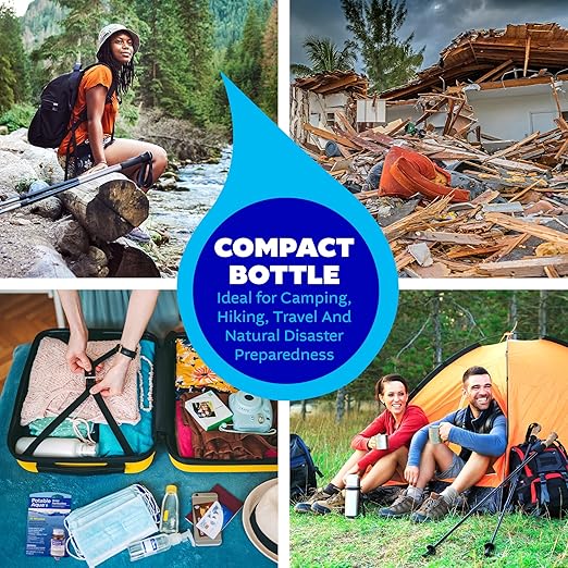 Potable Aqua Water Purification Treatment - Portable Drinking Water Treatment for Camping, Emergency Preparedness, Hurricanes, Storms, Survival, and Travel (50 Tablets), Black, single pack
