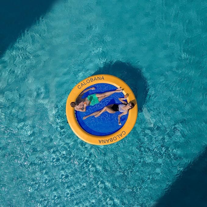 Round Floating Ring Inflatable Water Hammock Heavy Duty River Floats Lake Raft for Adults Tanning Pool Lounger Float Island Platform Pad Mat for Party