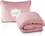 EverSnug Travel Blanket and Pillow Value Pack – Premium Soft & Lightweight | 2 in 1 Compact Blanket for Airplane, Car, Kids and Women | Color Includes Pink & Navy Blue