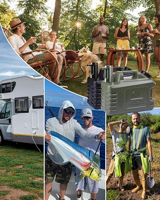 UPWOIGH 5 Gallon Water Jug with Automatic Touch Control Pump (1 Pump Included), Truly Leak-Proof BPA-Free Water Container with Spigot, Type-C Rechargeable Military Green Water Pump for Camping Hiking