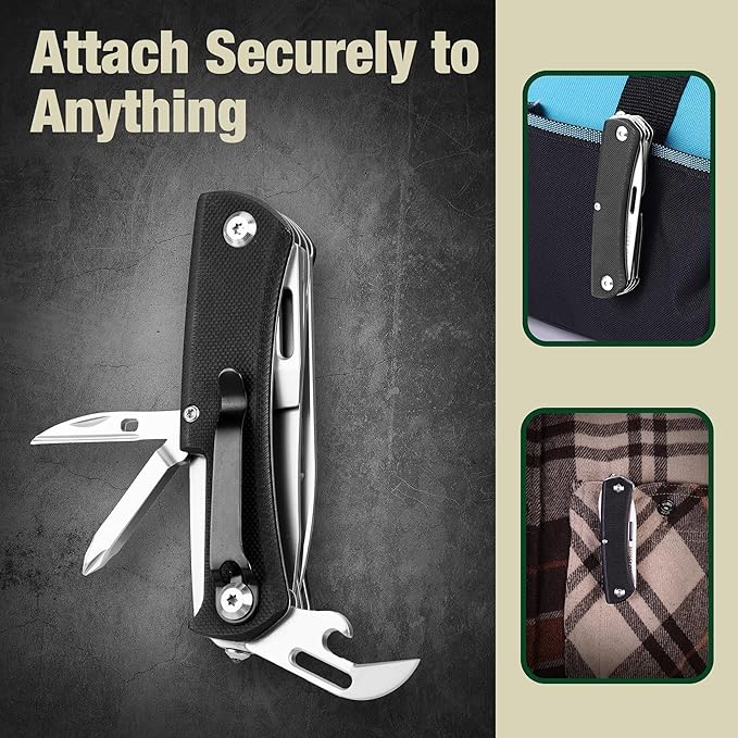 MOSSY OAK Multitool Pocket Knife, 10-in-1 Folding Pocket Knife Multitool with Stainless Steel Blade, Saw, Can Opener, Screwdrivers – EDC Tool for Camping, Hiking, Survival