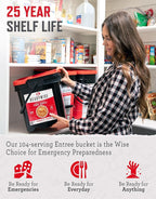 ReadyWise Emergency Food Supply - 104 Servings Variety Pack Bucket, Protein Meals, Dehydrated & Freeze Dried Food for Backpacking, Camping Essentials & Prepping Supplies, up to 25 Year Shelf Life