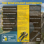 TREDO Premium Collapsible Trekking Poles - Ultralight Aluminum & Carbon Fiber - Adjustable Folding Hiking Poles - Lightweight for Men & Women - Comfortable Cork/EVA Grips - 2pc Set