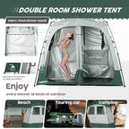 Camping Shower Tent Deluxe Changing Room Easy Set Up Privacy Shelter,Large Toilet Tent with Floor Drain Design for Beach, Camping,Hiking with Stakes and Ropes for Stability