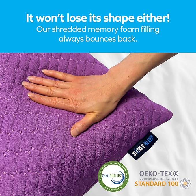 Sidney Sleep Pillow for Side and Back Sleepers - Comfort for Neck and Shoulder Pain - Adjustable and Customizable Shredded Memory Foam Filling - Queen Size - Additional Foam Fill Included (Magenta)