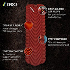 KLYMIT Insulated Static V Inflatable Sleeping Pad | Comfortable, Lightweight, Easy to Inflate, Portable Air Bed Mattress for Camping, Backpacking and Hiking — Red