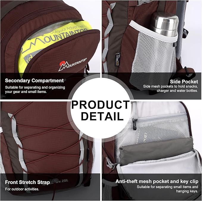MOUNTAINTOP Hiking Backpack,Lightweight Travel Backpack for Men Women Outdoor Backpacking, Camping