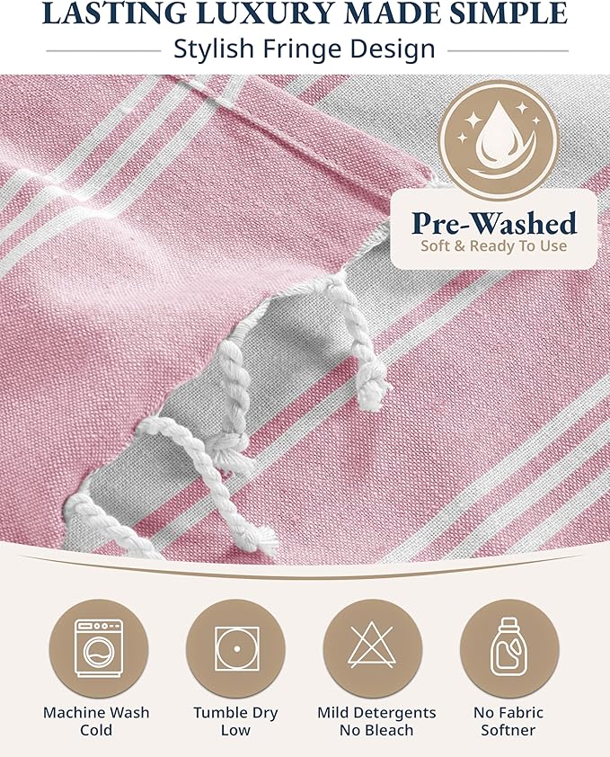 LANE LINEN Beach Towel 2 Pack - Beach Towels Oversized, Pre-Washed Large Beach Towels, Sandless Beach Towel, Quick Dry Travel Towel, Large Pool Towels, 39"x71" - Cashmere Rose