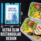 Kona Ice Packs for Lunch Boxes - No Ice Bags Required - Reusable Long Lasting Cooler Ice Packs (-5C) Small Thin Freezer Packs - Freezes in 25 Minutes (Set of 4)