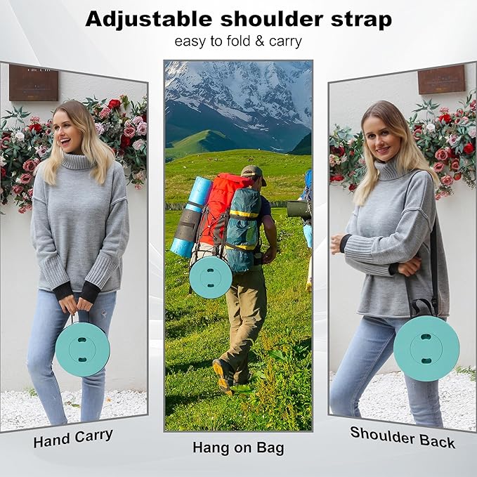 ALEVMOOM Upgraded Collapsible Stool with Cushion,600LBS Max Weight,18.31" Height Adjustable,Sturdy Portable Telescoping Stool,Folding Camping Stool for Outdoor Hiking Travel