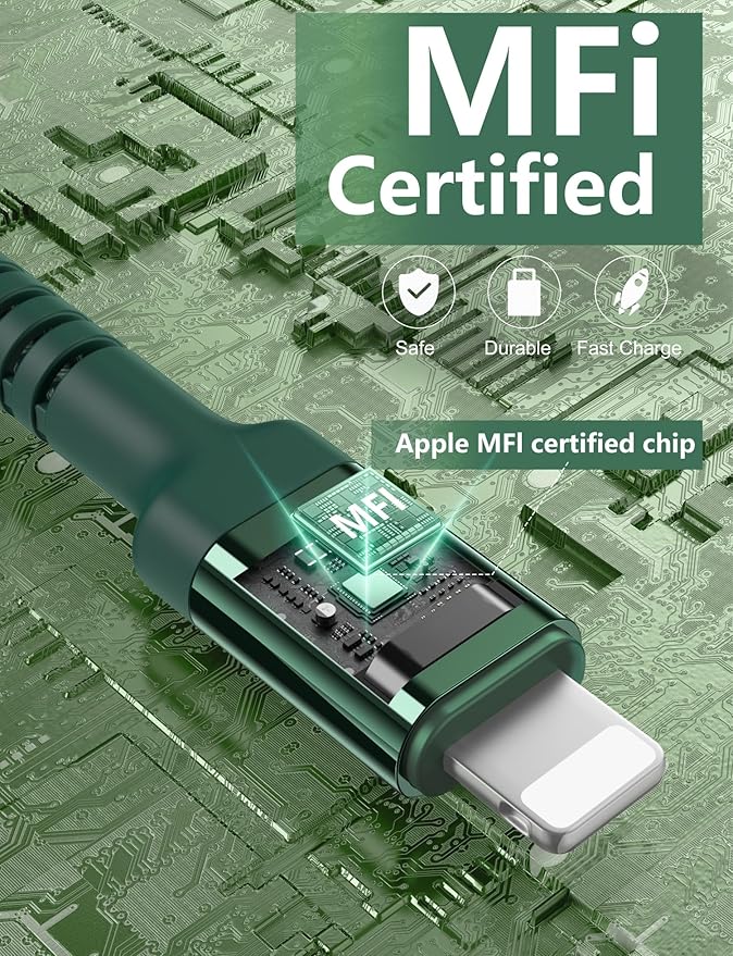 iPhone Charger Cable 2Pack 6FT, [Apple MFi Certified] Lightning Cable, iPhone Fast Charging Cord Extra Durable USB A to Lightning Cable Compatible with iPhone 14 13 12 11 Pro Max and More (Green)