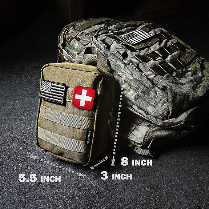 200 Pieces First Aid Kit IFAK Survival Kit Molle System Compatible Pouch, Emergency Kit Gift for Men, Dad, Husband, for Outdoor, Camping, Hunting, Hiking, Home, Earthquake, Disasters