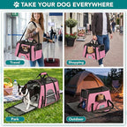 PetAmi Airline Approved Pet Carrier for Cats & Small Dogs, Soft Sided TSA Travel Carrier Bag with Sherpa Bed, Breathable Mesh Ventilation, Collapsible Bowl, Fits Under Seat, Up to 18 lbs, Large Pink