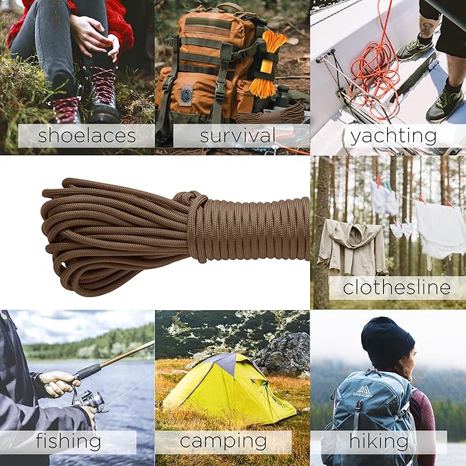 TECEUM 5/32" Paracord Rope 1000 – 1000ft / 200ft / 100ft / 50ft – Tactical Parachute Cord 4mm – 45+ Colors – Nylon String for Survival & Camping Gear – Stripe Cord for Survival – Utility Rope