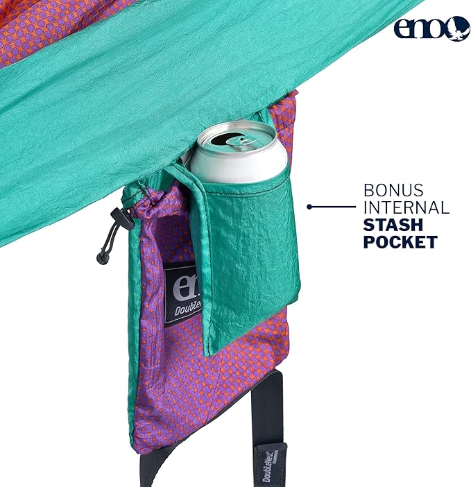ENO DoubleNest Hammock - Lightweight, Portable, 1 to 2 Person Hammock - for Camping, Hiking, Backpacking, Travel, a Festival, or The Beach - Fade/Seaglass